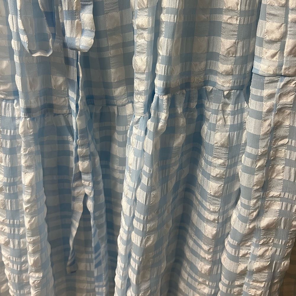 Blue Checkered Sleeveless Dress - Picture 7 of 11